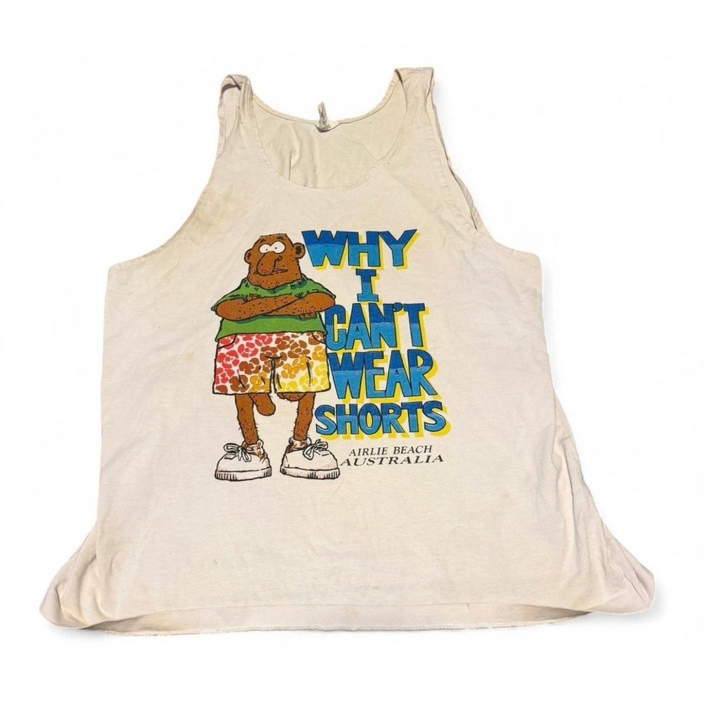 Vintage 90s Airlie Beach Australia Funny Graphic Tank Top Shirt Size L